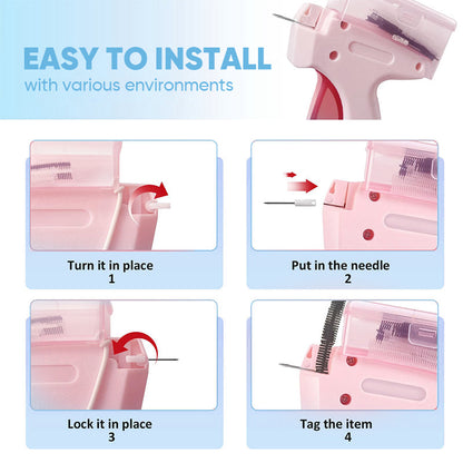 Vivolux | Mini Etikettiergerät mit Aufbewahrungsbox - Kompaktes Design, feines Nadelset, enthält mehr als 2000 Etiketten, geeignet für Kleidung und Textiletiketten