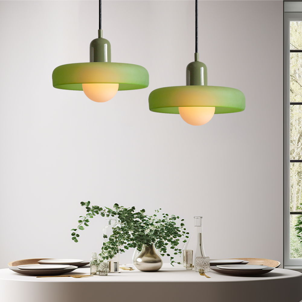 Vivolux |  Pendelleuchte aus farbigem Glas | Elegante Hängeleuchte im Bauhaus-Stil | Designlampe für Wohnzimmer & Esszimmer