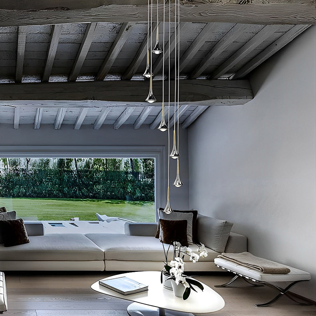 Vivolux | LumiDrop Nordic Design Pendelleuchte | Tropfenform | Elegantes LED-Licht für Esszimmer & Wohnzimmer | In Schwarz, Gold & Chrom