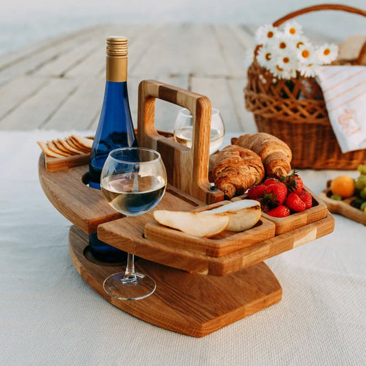 Vivolux | Tragbarer Holz Picknick Wein Tisch