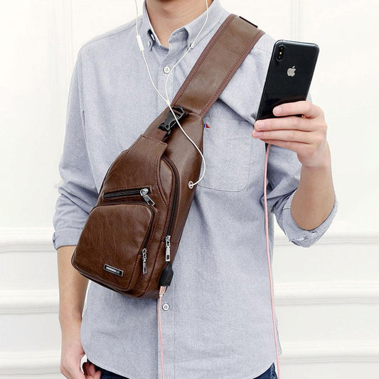 Vivolux | Schultertasche Crossbodytasche für Herren mit USB-Ladeanschluss