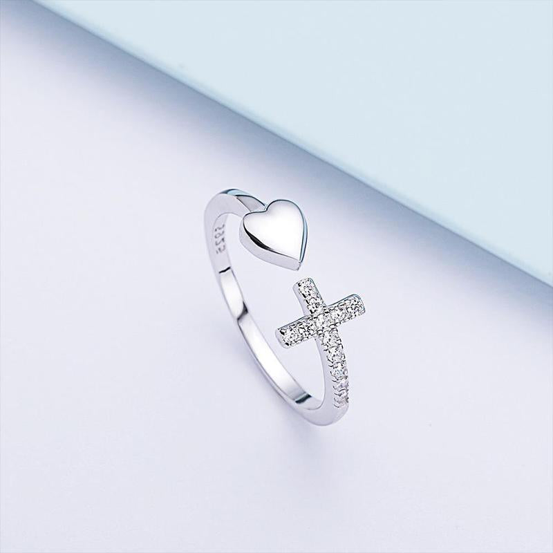 Love S925 Sterling Silber Kreuz Ring