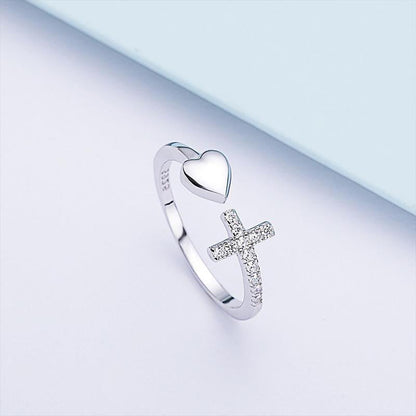 Love S925 Sterling Silber Kreuz Ring