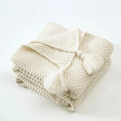 Vivolux | NordiWrap Gestrickte Wolldecke mit Quasten | Nordic Design | Kuschelig & Elegant | Perfekt für Zuhause