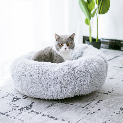 Vivolux | PawNest Beruhigendes Donut-Katzenbett | Rundes Plüsch Nest | Stresslindernd & Gemütlich | Perfekt für Katzen & kleine Hunde