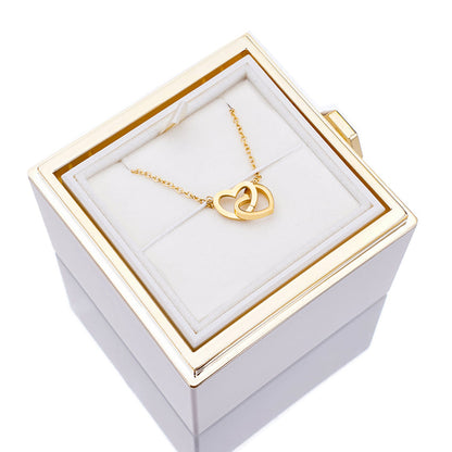 Vivolux | [Ideales Geschenk] Ewige Rosenbox - Mit gravierter Halskette & künstlicher Rose