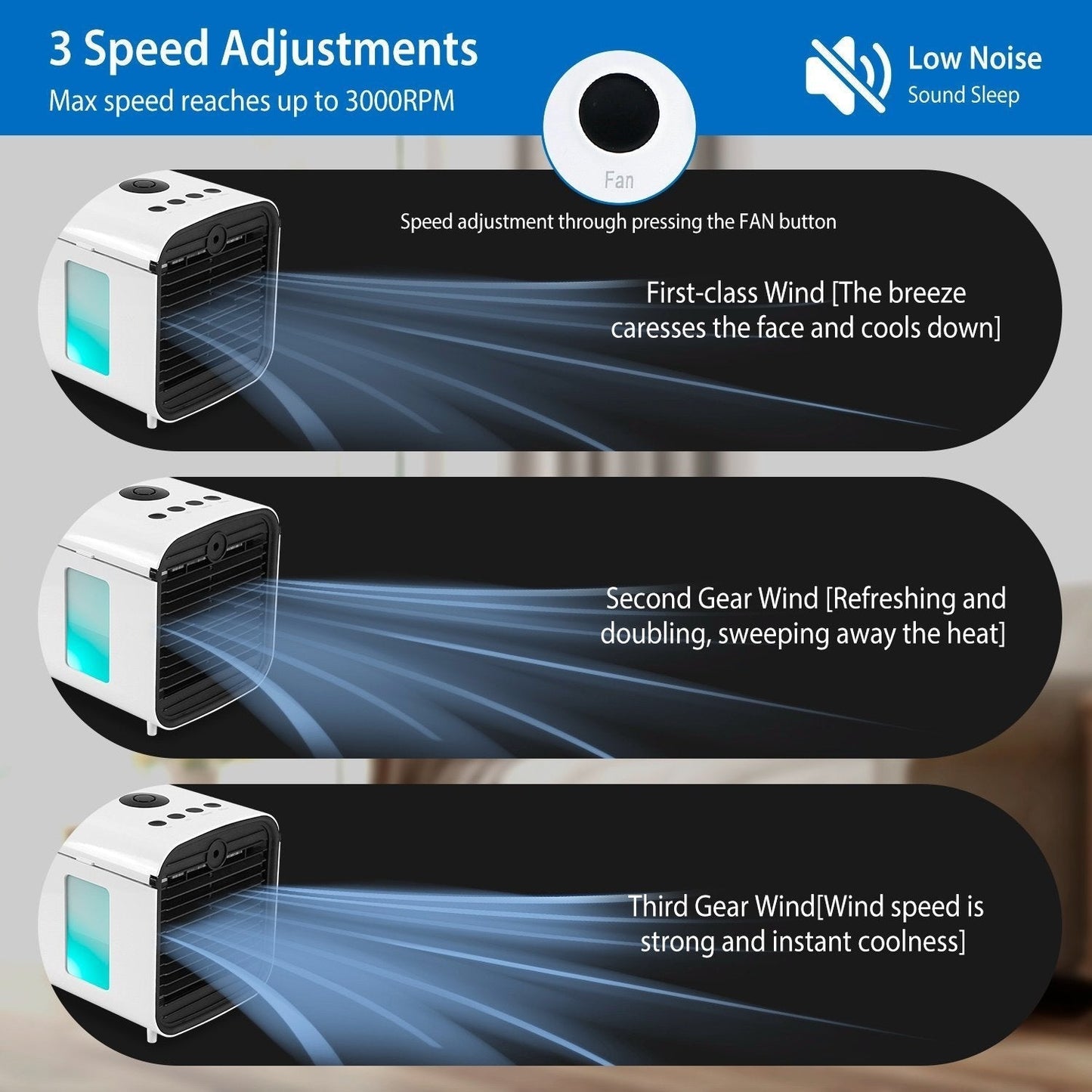 Vivolux | 7-Farben Wechsel Tragbarer Mini Klimaanlagen Kühler Ventilator