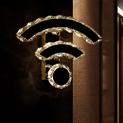 Vivolux | WIFI-Shape Wandverlichting Nordic Crystal LED Nikkel Wandlamp Fixture in Warm/Wit Licht voor Bedzijde
