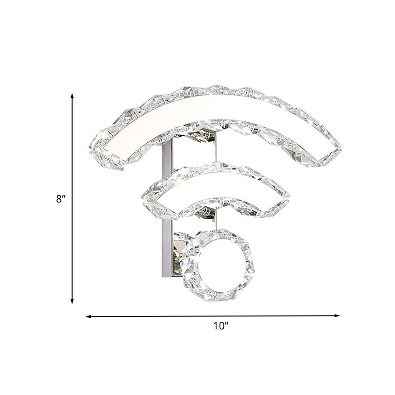 Vivolux | WIFI-Shape Wandverlichting Nordic Crystal LED Nikkel Wandlamp Fixture in Warm/Wit Licht voor Bedzijde