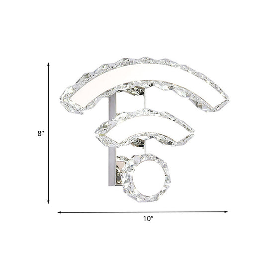 Vivolux | WIFI-Shape Wandverlichting Nordic Crystal LED Nikkel Wandlamp Fixture in Warm/Wit Licht voor Bedzijde