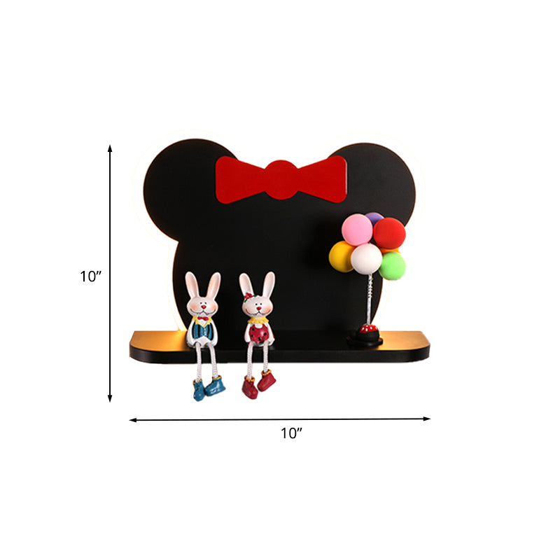 Vivolux | Schwarzer und roter Mauskopf Wandleuchte Cartoon LED Eisen Wandmontierte Lichtarmatur in Weiß/3 Farblicht