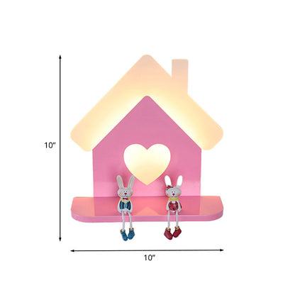 Vivolux | Iron House Plaatsbare Wandlamp Sconces Kinderen LED Roze Wandlamp Armatuur met Liefdevol Hartpatroon in Wit/3 Kleur Licht