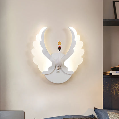 Vivolux | Zwaan IJzer Wandlamp Sconces Strip Cartoon Wit/Roze Afwerking LED Wandlamp Armatuur met Acryl Vleugel in Wit/Warm Licht