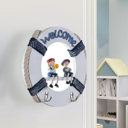 Vivolux | Life Buoy Houten Wandlamp Lichtarmatuur Cartoon LED Witte Wandmontage Lamp in Wit/3 Kleur Licht