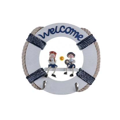 Vivolux | Life Buoy Houten Wandlamp Lichtarmatuur Cartoon LED Witte Wandmontage Lamp in Wit/3 Kleur Licht