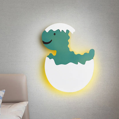 Vivolux | Eggette/Dino Wandverlichting Cartoon Acryl LED Groen/Geel Wandlamp in Wit/Warm Licht voor Kinderen Bedside