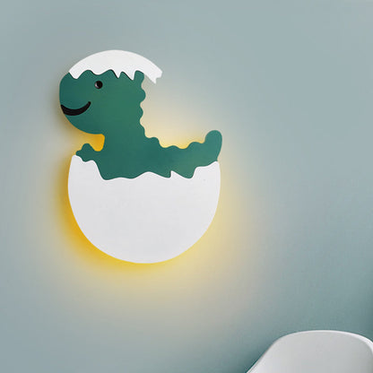 Vivolux | Eggette/Dino Wandverlichting Cartoon Acryl LED Groen/Geel Wandlamp in Wit/Warm Licht voor Kinderen Bedside