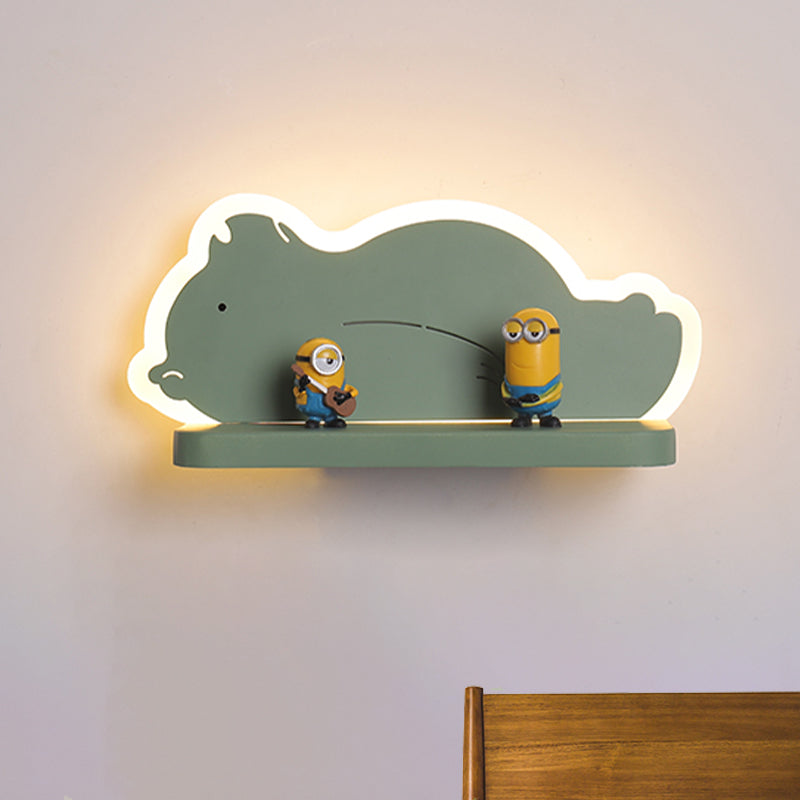 Vivolux | Acryl Olifant/Voertuig/Pompoen Wandlamp Cartoon LED Muur Geïnstalleerd Lamp met Opslag Bureau in Pewter/Geel/Blauw, Wit/Warm Licht