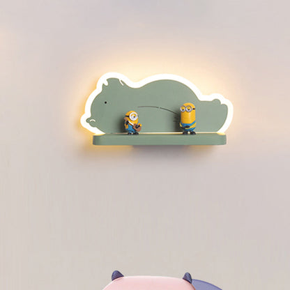 Vivolux | Acryl Olifant/Voertuig/Pompoen Wandlamp Cartoon LED Muur Geïnstalleerd Lamp met Opslag Bureau in Pewter/Geel/Blauw, Wit/Warm Licht