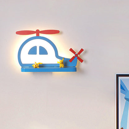 Vivolux | Acryl Olifant/Voertuig/Pompoen Wandlamp Cartoon LED Muur Geïnstalleerd Lamp met Opslag Bureau in Pewter/Geel/Blauw, Wit/Warm Licht