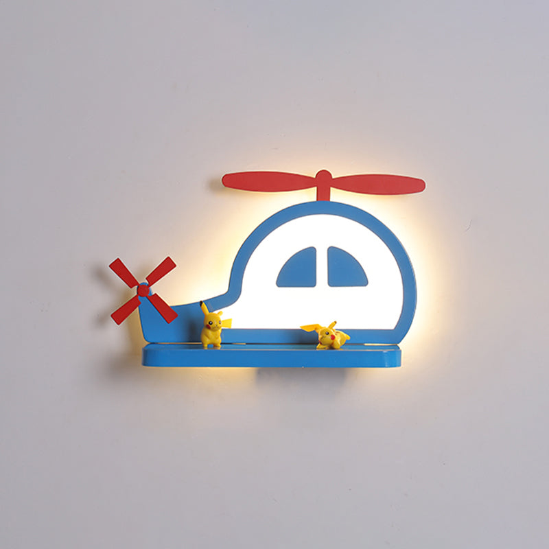 Vivolux | Acryl Olifant/Voertuig/Pompoen Wandlamp Cartoon LED Muur Geïnstalleerd Lamp met Opslag Bureau in Pewter/Geel/Blauw, Wit/Warm Licht