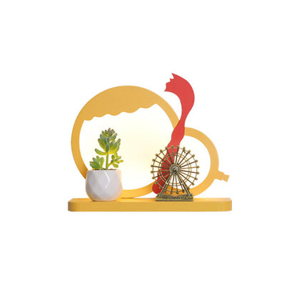 Vivolux | Acryl Olifant/Voertuig/Pompoen Wandlamp Cartoon LED Muur Geïnstalleerd Lamp met Opslag Bureau in Pewter/Geel/Blauw, Wit/Warm Licht