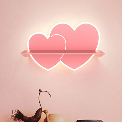 Vivolux | Eisen Kokosnootboom/Auto/Vliegtuig Wandverlichting Cartoon LED Blauw/Roz Sconce Lamp Fixture met Opbergtafel in Wit/Warm Licht