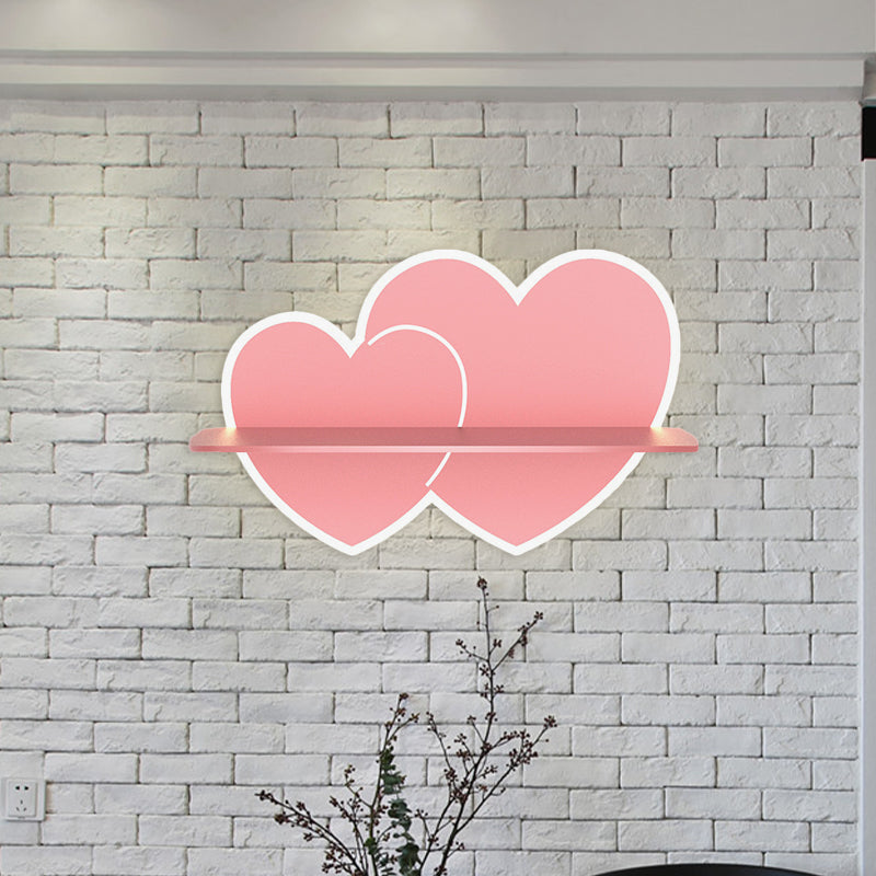 Vivolux | Eisen Kokosnootboom/Auto/Vliegtuig Wandverlichting Cartoon LED Blauw/Roz Sconce Lamp Fixture met Opbergtafel in Wit/Warm Licht