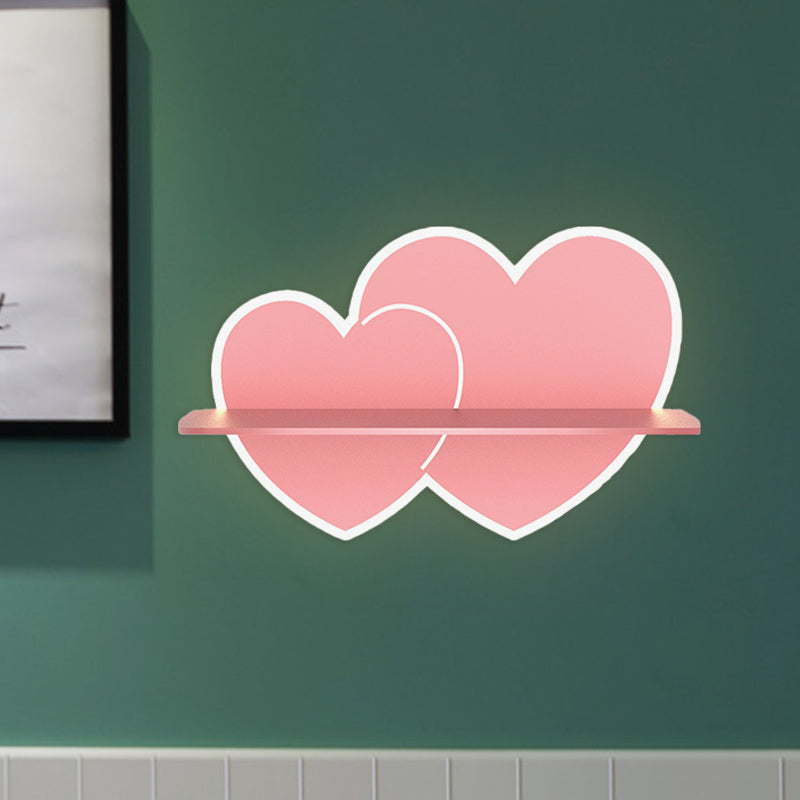 Vivolux | Eisen Kokosnootboom/Auto/Vliegtuig Wandverlichting Cartoon LED Blauw/Roz Sconce Lamp Fixture met Opbergtafel in Wit/Warm Licht