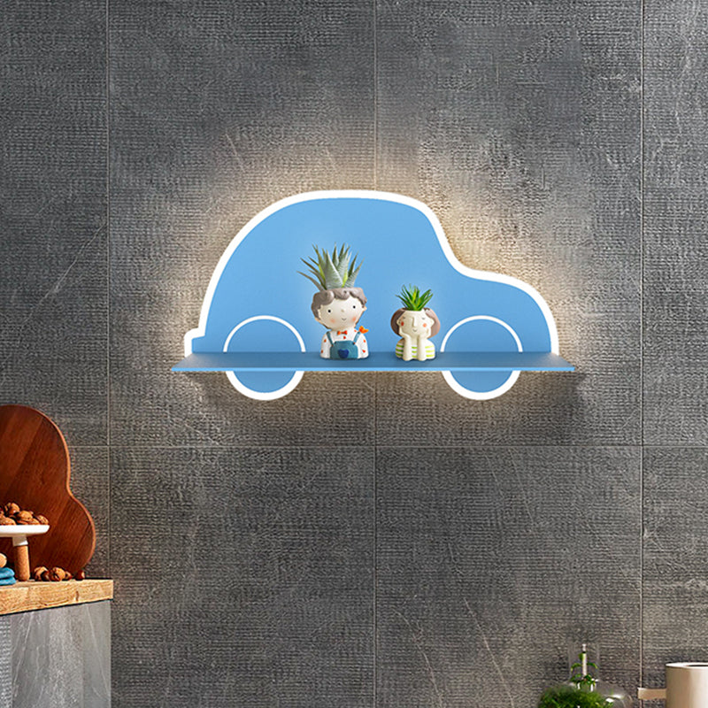 Vivolux | Eisen Kokosnootboom/Auto/Vliegtuig Wandverlichting Cartoon LED Blauw/Roz Sconce Lamp Fixture met Opbergtafel in Wit/Warm Licht