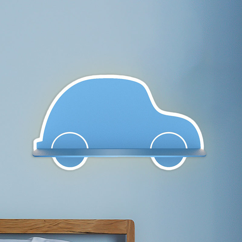 Vivolux | Eisen Kokosnootboom/Auto/Vliegtuig Wandverlichting Cartoon LED Blauw/Roz Sconce Lamp Fixture met Opbergtafel in Wit/Warm Licht