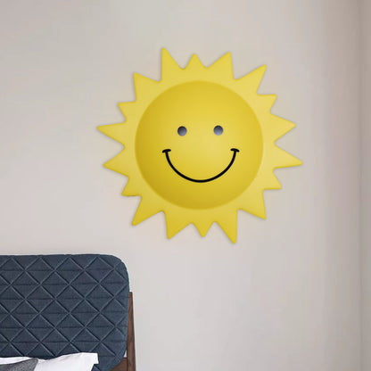Vivolux | Plastik Sonnenförmige Wandleuchte Cartoon LED Wandlampe in Gelb für Kinderzimmer