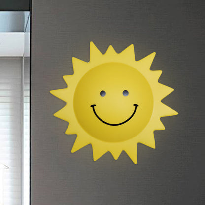 Vivolux | Plastik Sonnenförmige Wandleuchte Cartoon LED Wandlampe in Gelb für Kinderzimmer