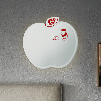 Vivolux | Apple-Like Wandverlichting Cartoon Plastic Wit/Roze/Geel LED Wandlamp met Klein Wormpatroon