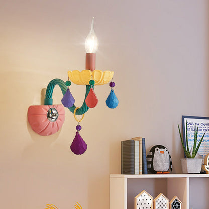 Vivolux | Cartoon Kaars Wandlamp Crystal 1/2-Bol Bedzijde Wand Sconces in Roze met Druppel Deco