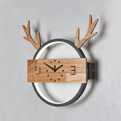 Vivolux | Hert Hoorn Foyer Wandlamp Acrylaat Creatieve LED Wandarmatuur met Nep Klok Deco
