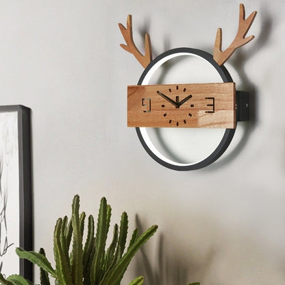 Vivolux | Hert Hoorn Foyer Wandlamp Acrylaat Creatieve LED Wandarmatuur met Nep Klok Deco