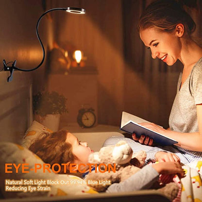 Vivolux | Clip-on Licht - Leselampe mit 48 LEDs, 3 Farbmodi und 10 Helligkeitsstufen, Augenschutz und flexibler Schwanenhals