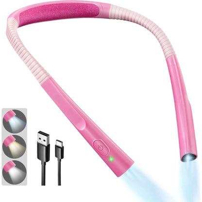 Vivolux | LED Nackenleselampe, Buchlicht zum Lesen im Bett, 3 Farben, 6 Helligkeitsstufen, biegbarer Arm, wiederaufladbar, langlebig, perfekt zum Lesen, Stricken, Campen, Reparieren