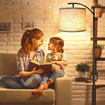 Vivolux | Stehlampe mit 3 Farbtemperaturen LED-Glühbirne, Stehlampe hohe industrielle Stehlampe Lesen für Schlafzimmer, Büro, weiße Lampenschirm enthalten