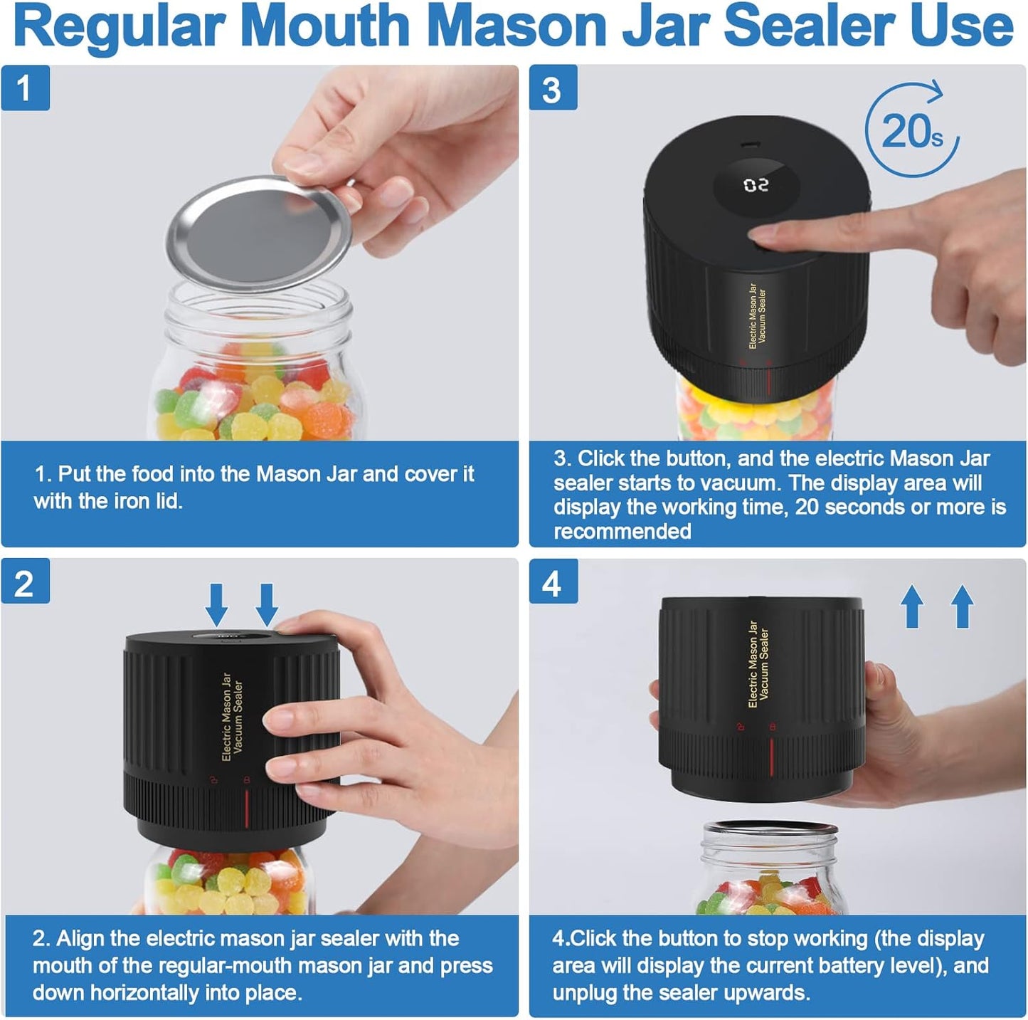 Vivolux | Elektrisches Mason Jar Vakuumierer Set - Bewahre Frische Schnell!