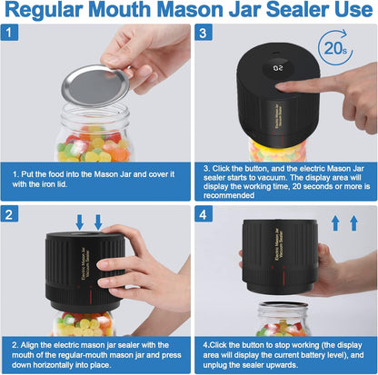 Vivolux | Elektrisches Mason Jar Vakuumierer Set - Bewahre Frische Schnell!