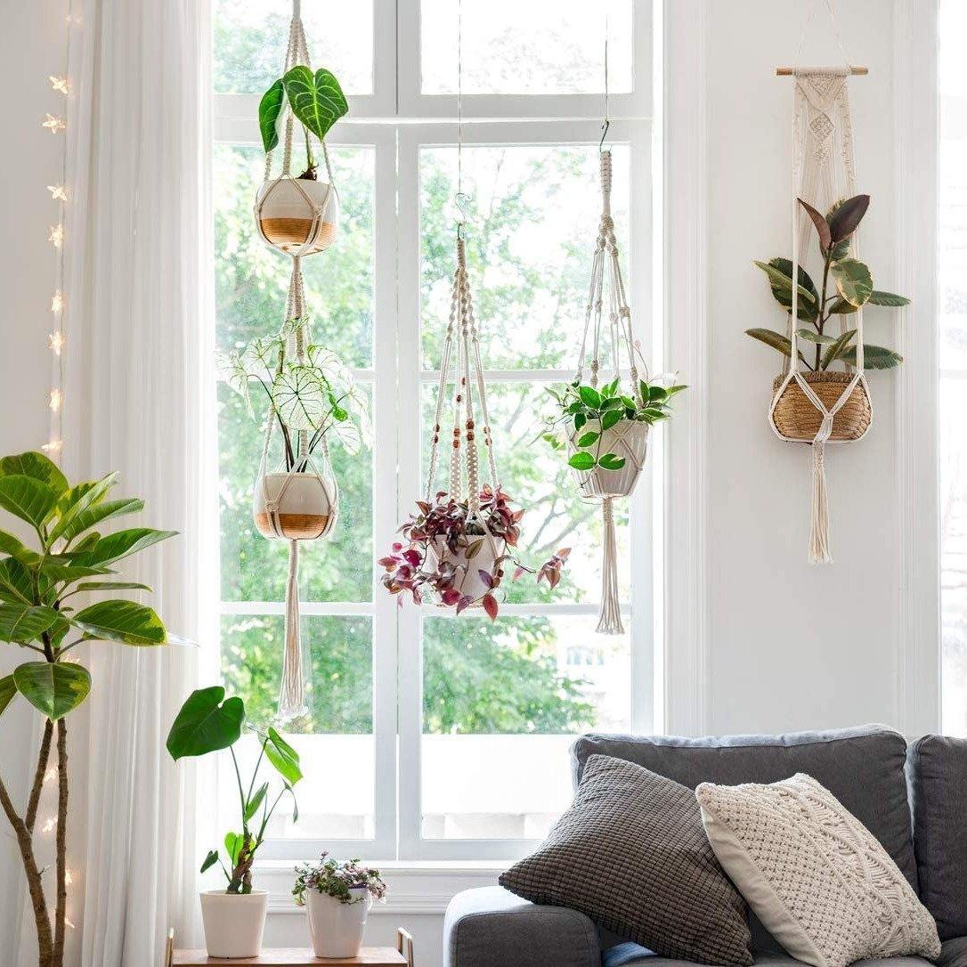 Vivolux | 4-teiliges handgefertigtes Boho-Makramee-Pflanzenhänger-Set