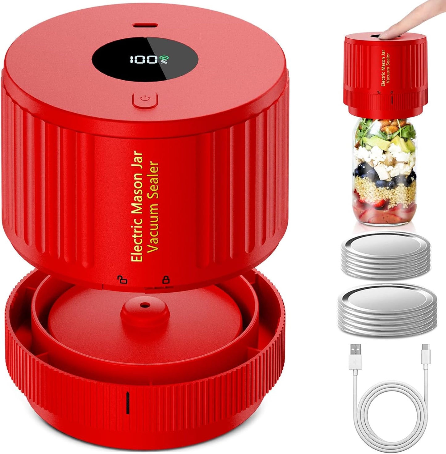 Vivolux | Elektrisches Mason Jar Vakuumierer Set - Bewahre Frische Schnell!