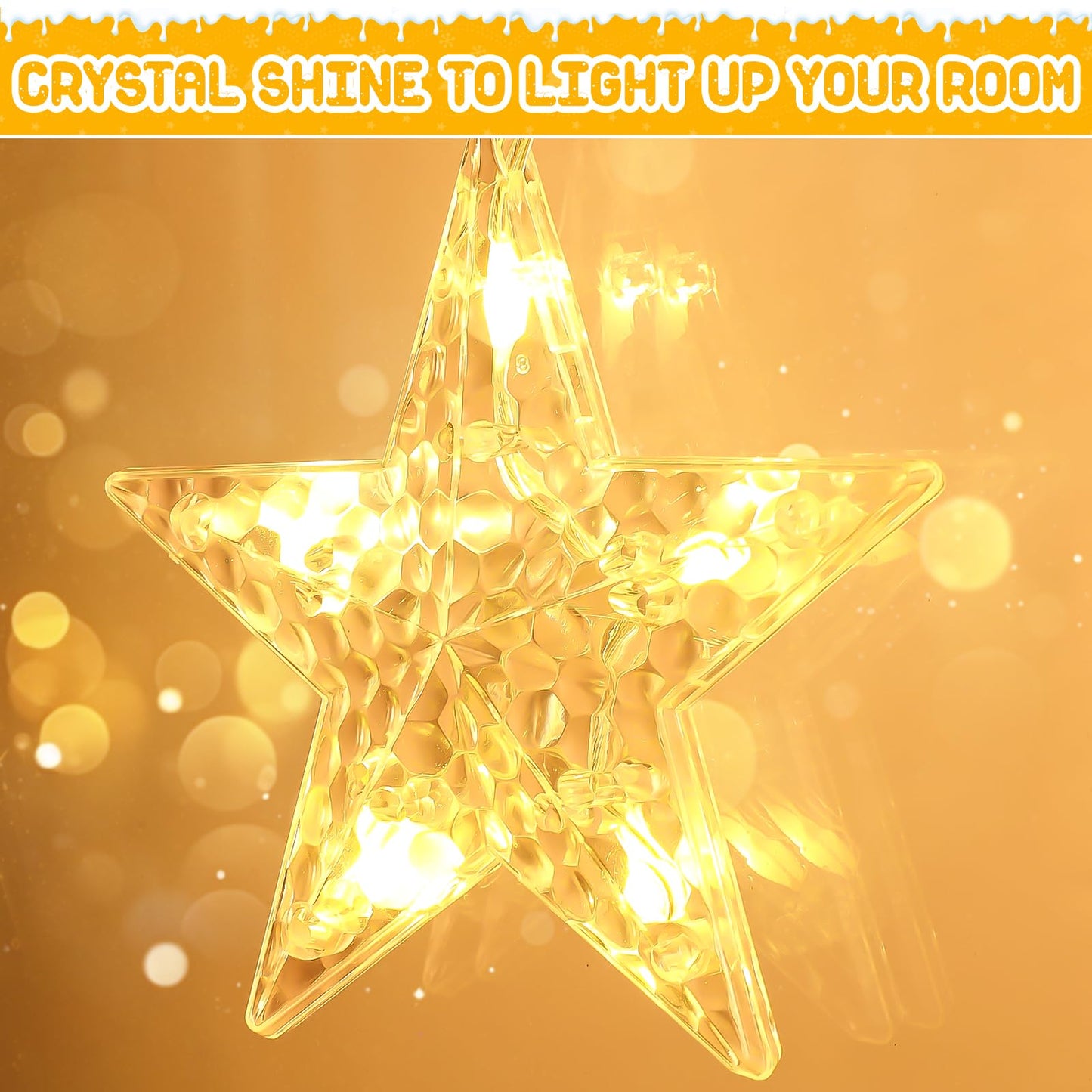 Vivolux | Quntis 2Pcs 95cm Große Weihnachtsfensterlichter, 84LED 12 Sterne Batteriebetriebene Weihnachts-Silhouette Funkelsternlichter mit Timer-Speicher, 8 Modi Xmas Innen Außen Hängehängedekoration, Warmweiß
