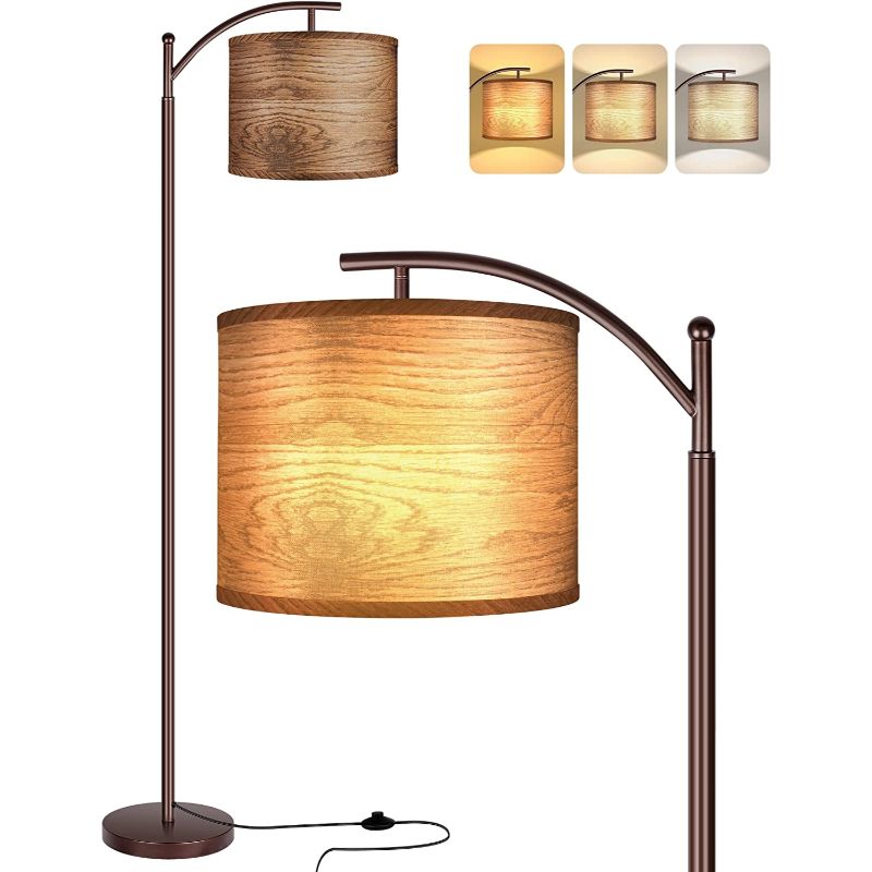 Vivolux | Stehlampe mit 3 Farbtemperaturen LED-Glühbirne, Stehlampe hohe industrielle Stehlampe Lesen für Schlafzimmer, Büro, weiße Lampenschirm enthalten