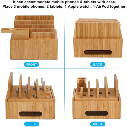 Ladestation für mehrere Geräte (inklusive 5-Port-USB-Ladegerät, 5-Pack-Kabel, Smartwatch- und Ohrhörerständer)