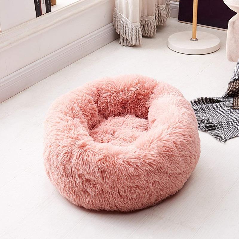 Vivolux | PawNest Beruhigendes Donut-Katzenbett | Rundes Plüsch Nest | Stresslindernd & Gemütlich | Perfekt für Katzen & kleine Hunde
