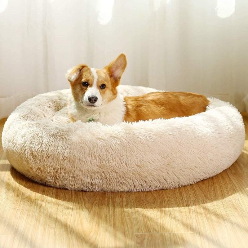 Vivolux | Runder Plüsch Beruhigender Donut Hundebett für kleine bis große Hunde