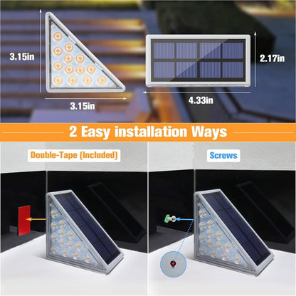 Vivolux | Wasserdichte Solar LED Treppenbeleuchtung - Außenbeleuchtung für Treppen, Wege und Terrassen
